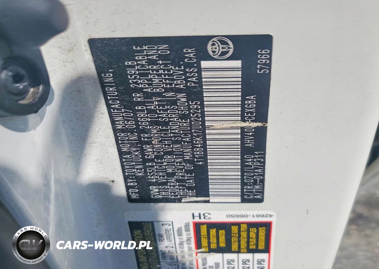 2007 Toyota Camry Hybrid VIN:4T1BB46K17U025295 - 12