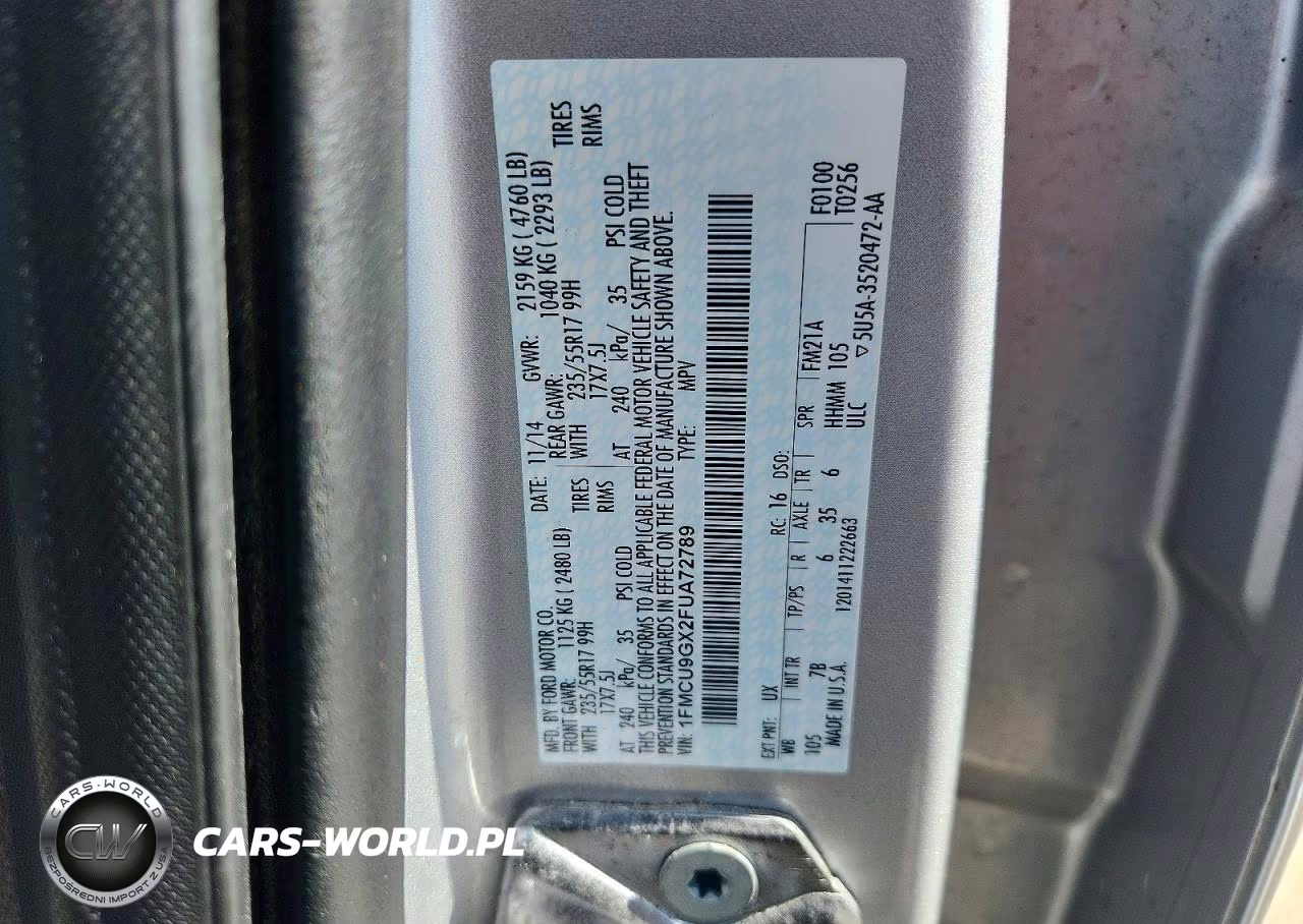 2015 Ford Escape Se VIN:1FMCU9GX2FUA72789 - 13