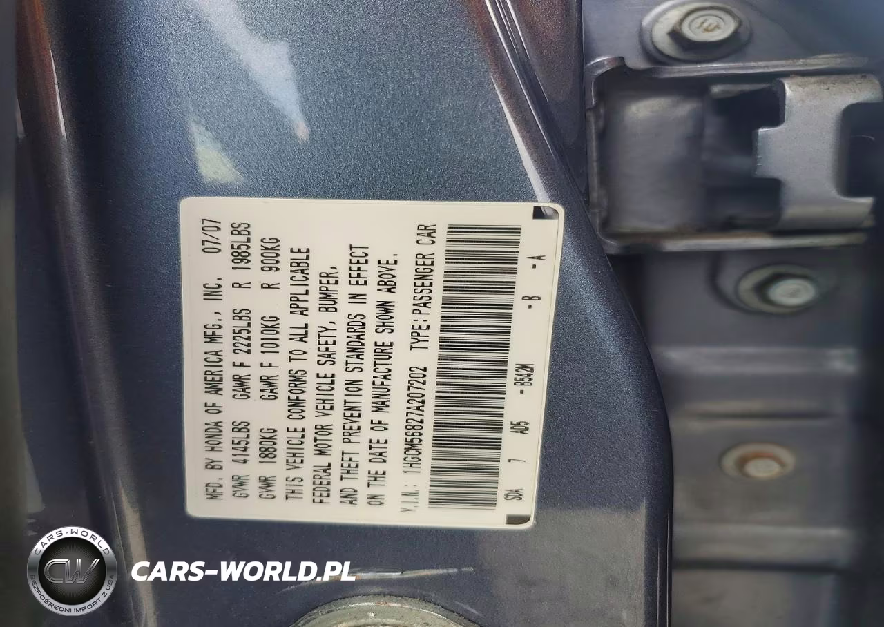 2007 Honda Accord Ex VIN:1HGCM56827A207202 - 12