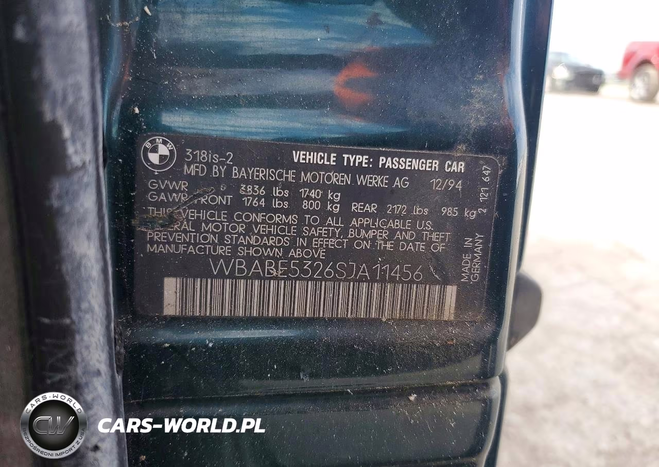 1995 BMW 318 Is VIN:WBABE5326SJA11456 - 12