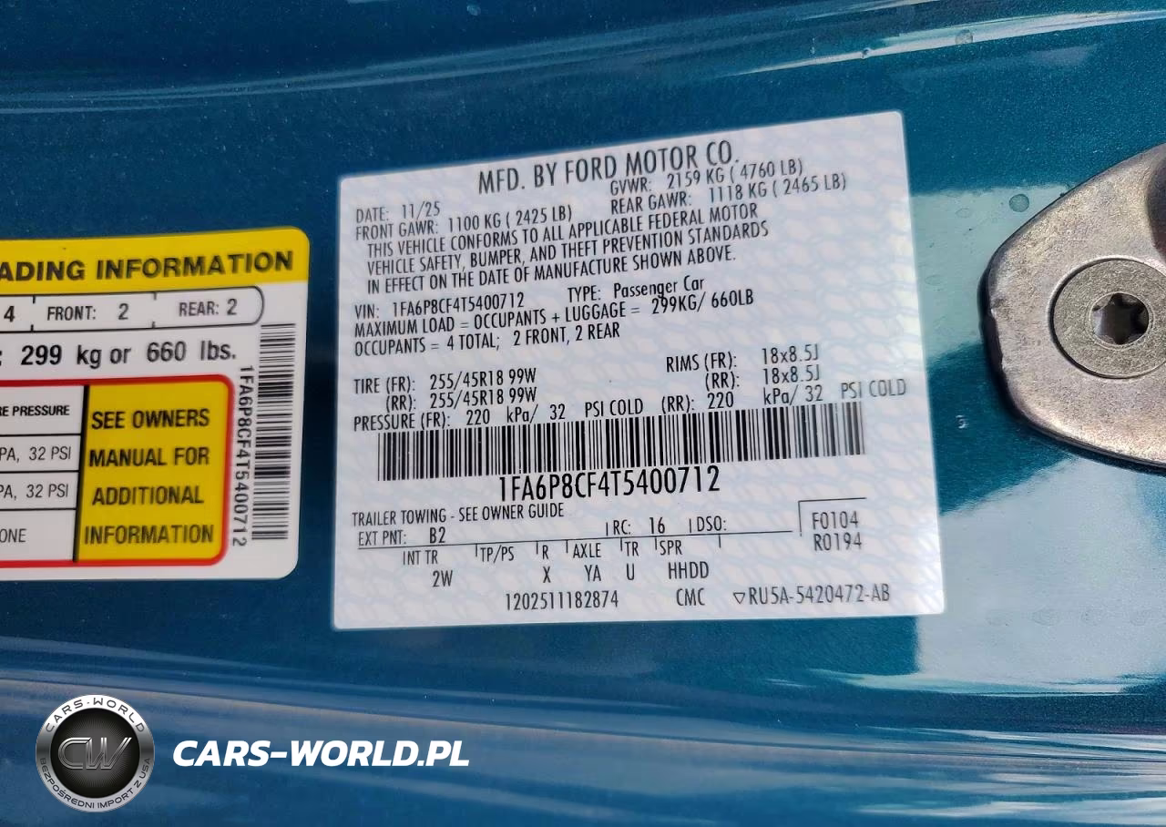 2026 Ford Mustang Gt VIN:1FA6P8CF4T5400712 - 12
