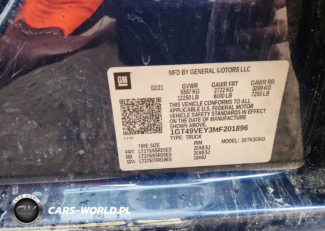 2021 GMC Sierra K3500 At4 VIN:1GT49VEY3MF201896 - 12