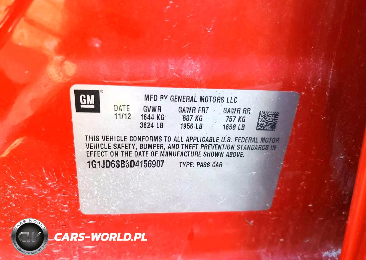 2013 Chevrolet Sonic Lt VIN:1G1JD6SB3D4156907 - 12