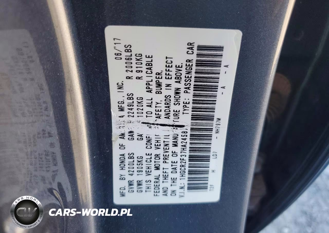 2017 Honda Accord Lx VIN:1HGCR2F37HA245871 - 12
