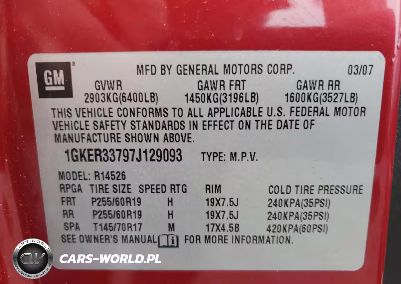 2007 GMC Acadia Slt-2 VIN:1GKER33797J129093 - 13