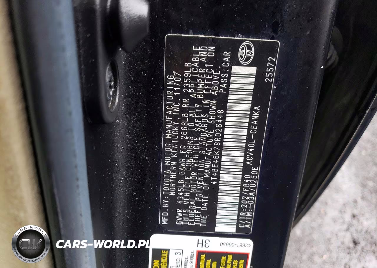 2008 Toyota Camry Le VIN:4T4BE46K78R026448 - 12