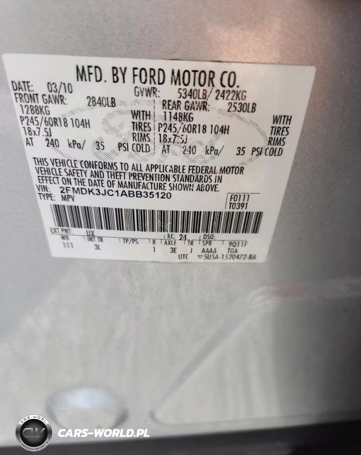 2010 Ford Edge Sel VIN:2FMDK3JC1ABB35120 - 12