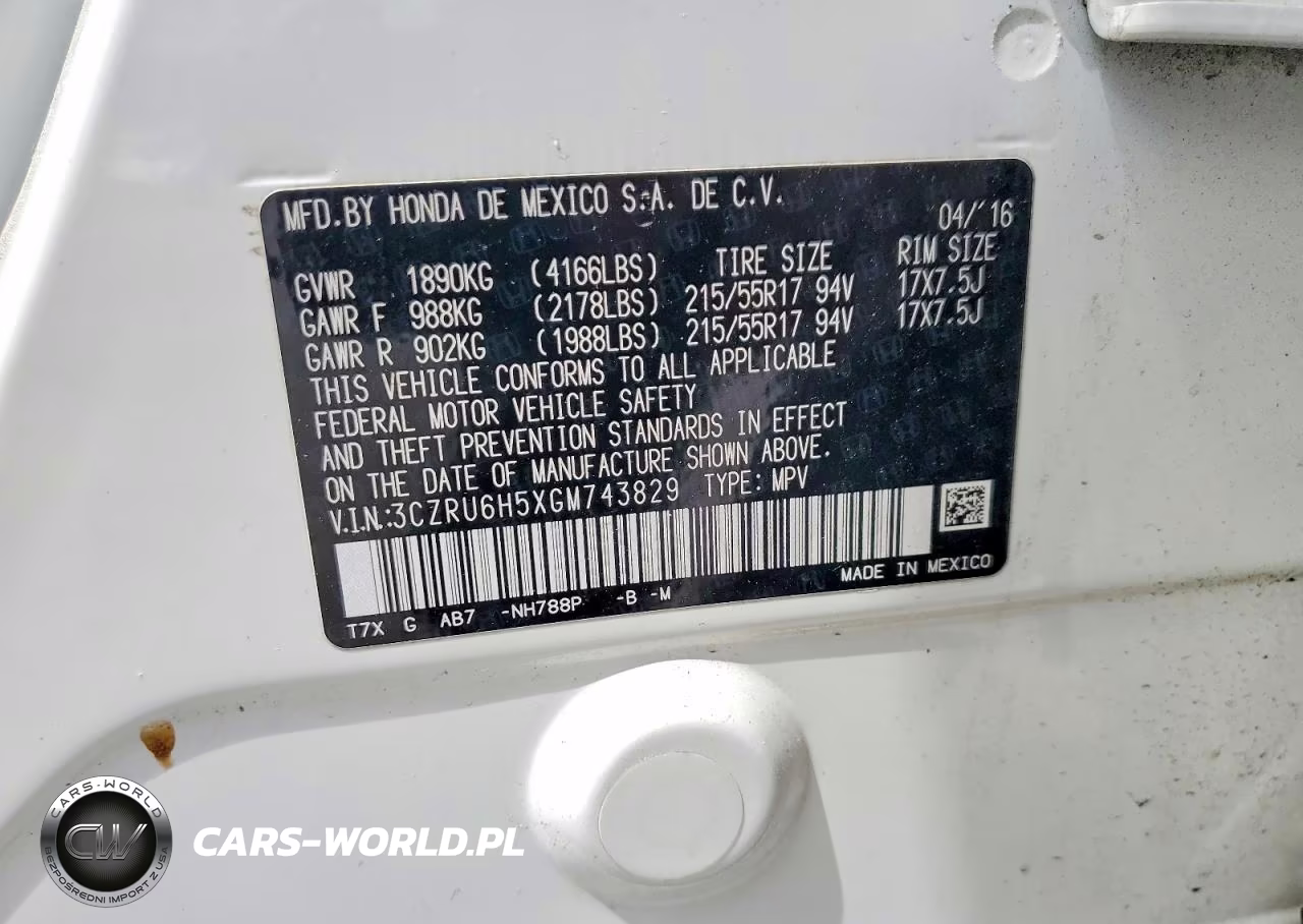 2016 Honda Hr-V Ex VIN:3CZRU6H5XGM743829 - 13