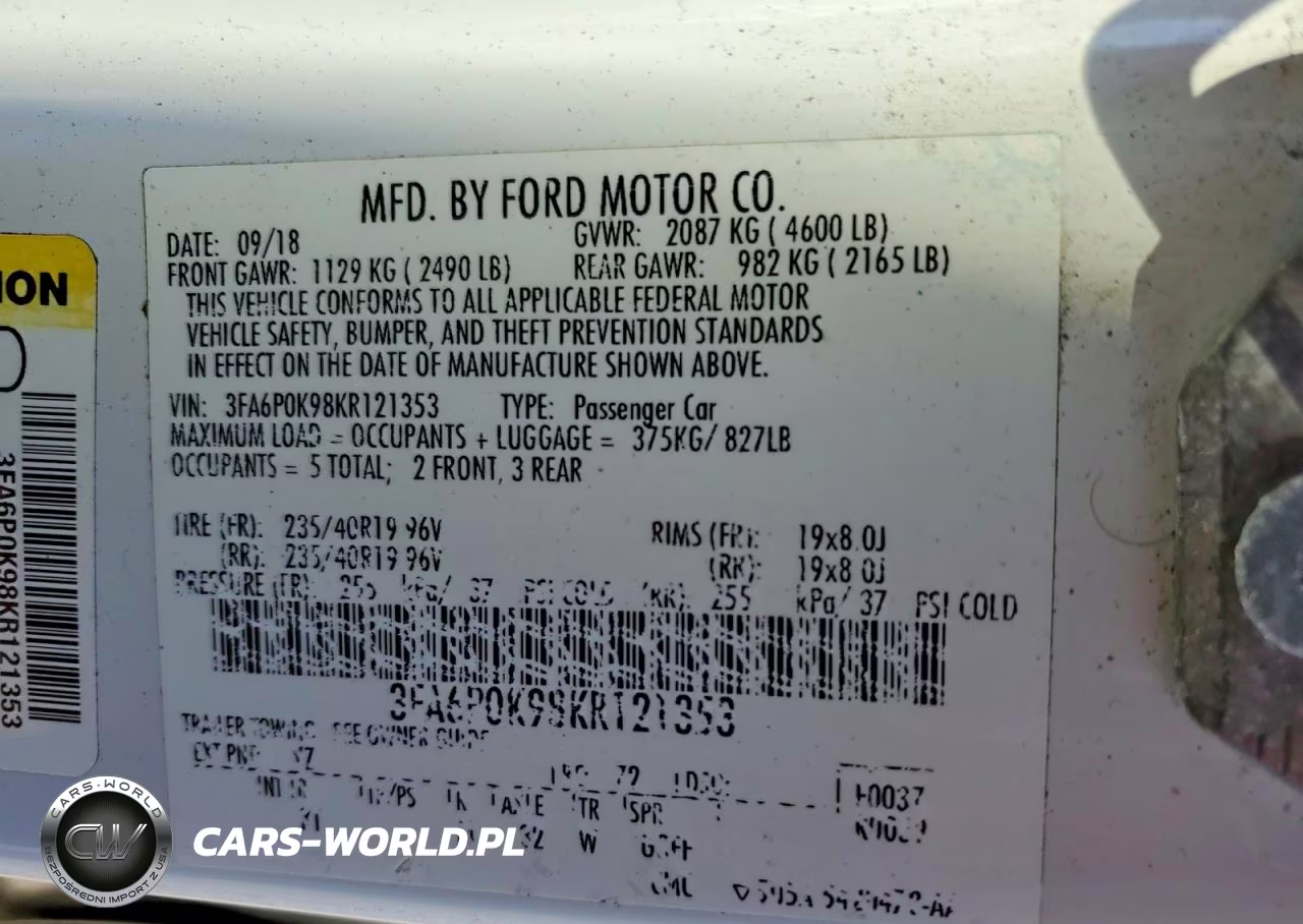 2019 Ford Fusion Titanium VIN:3FA6P0K98KR121353 - 12