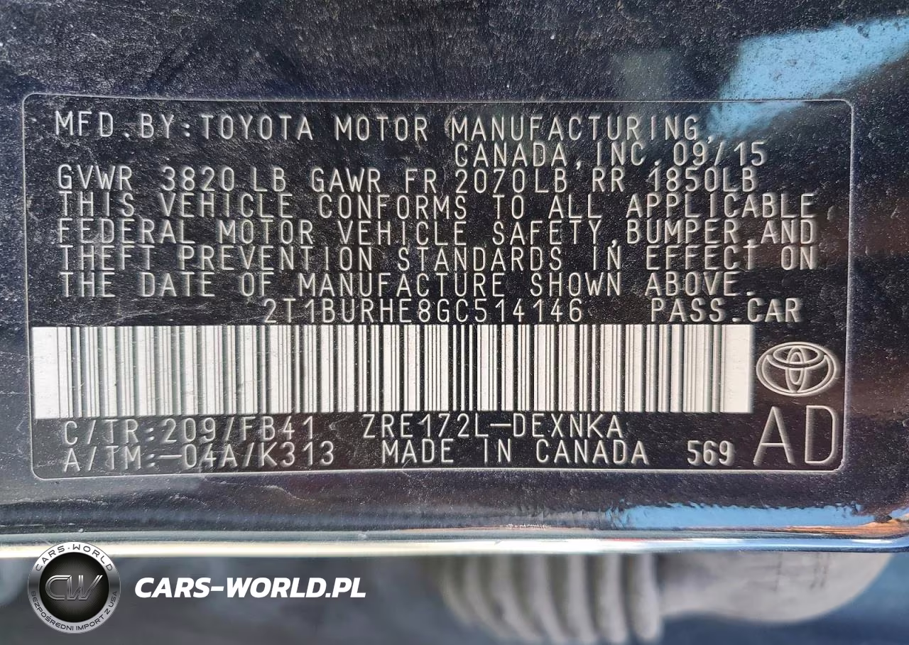 2016 Toyota Corolla Le VIN:2T1BURHE8GC514146 - 12
