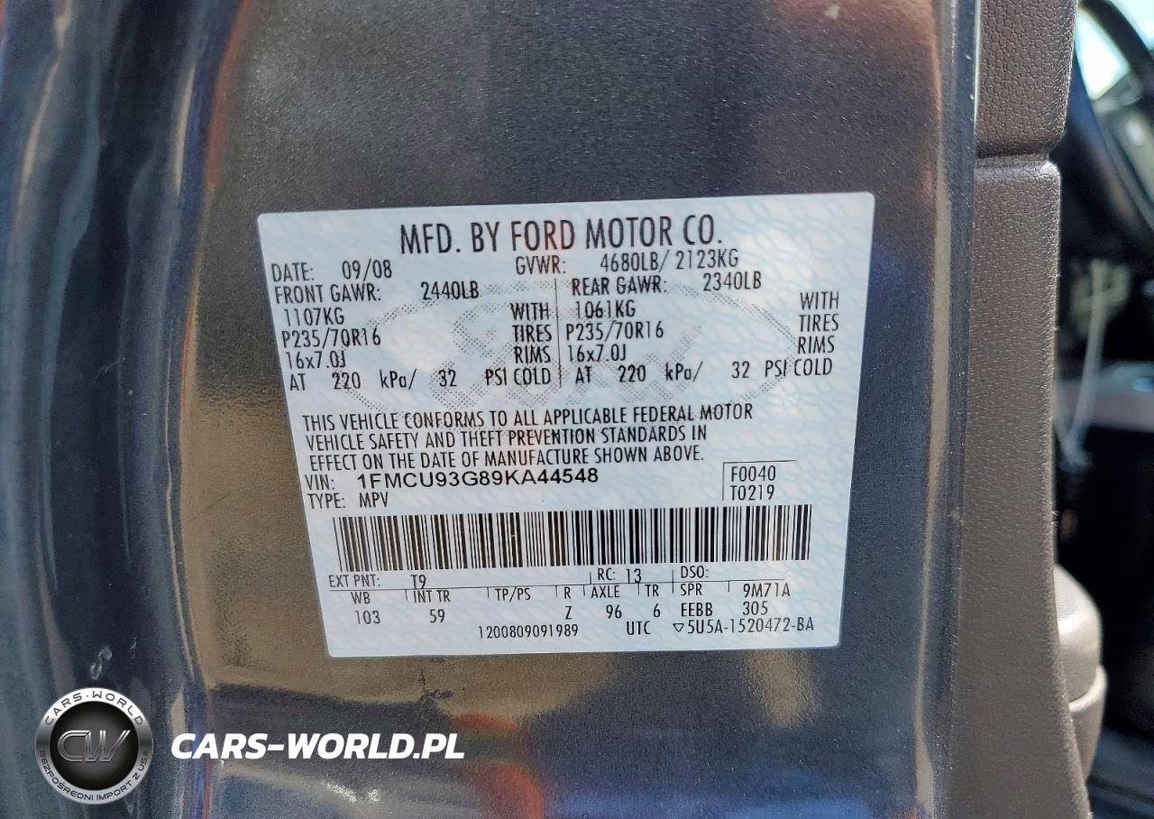 2009 Ford Escape Xlt VIN:1FMCU93G89KA44548 - 13