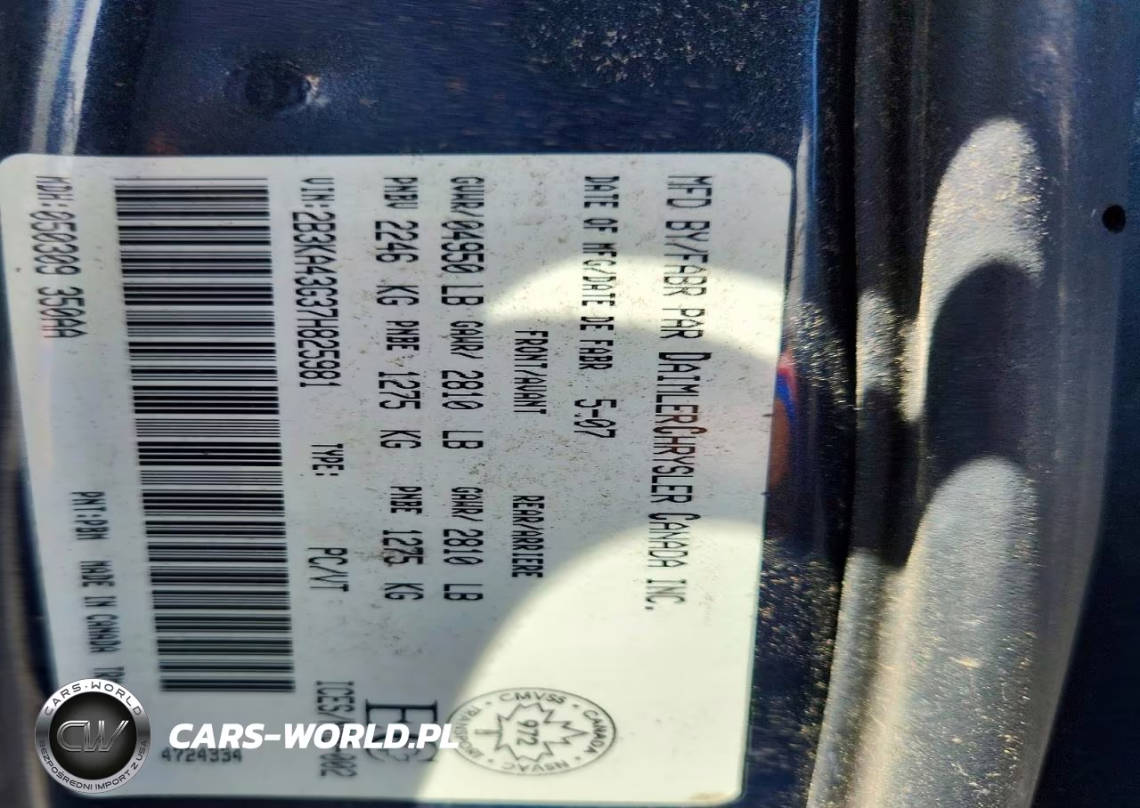 2007 Dodge Charger Se VIN:2B3KA43G37H825981 - 12