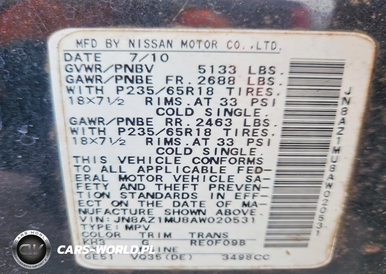 2010 Nissan Murano S VIN:JN8AZ1MU8AW020531 - 13