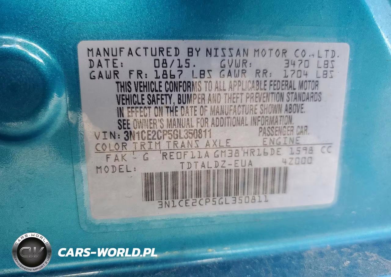 2016 Nissan Versa Note Sv VIN:3N1CE2CP5GL350811 - 12