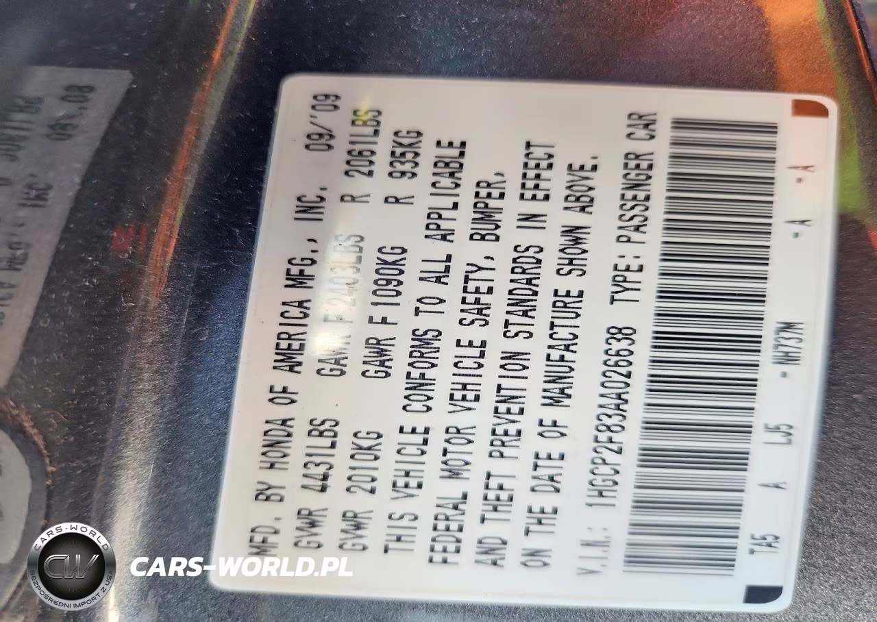 2010 Honda Accord Exl VIN:1HGCP2F83AA026638 - 12