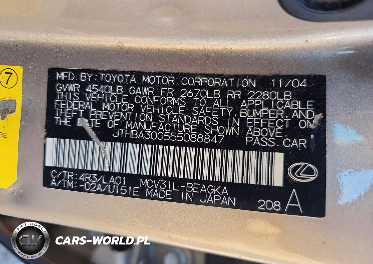 2005 Lexus Es 330 VIN:JTHBA30G555088847 - 12