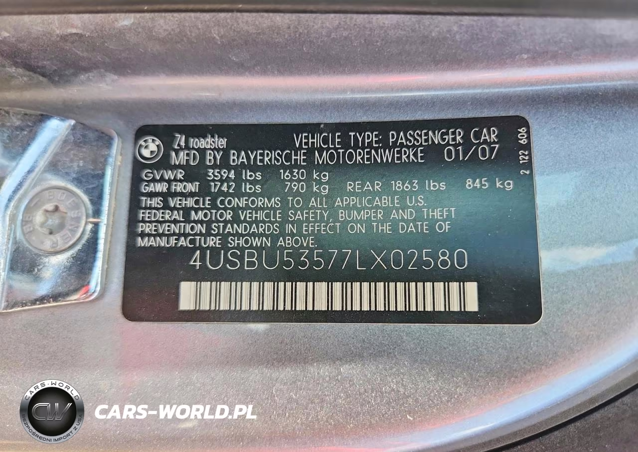 2007 BMW Z4 3.0Si VIN:4USBU53577LX02580 - 12