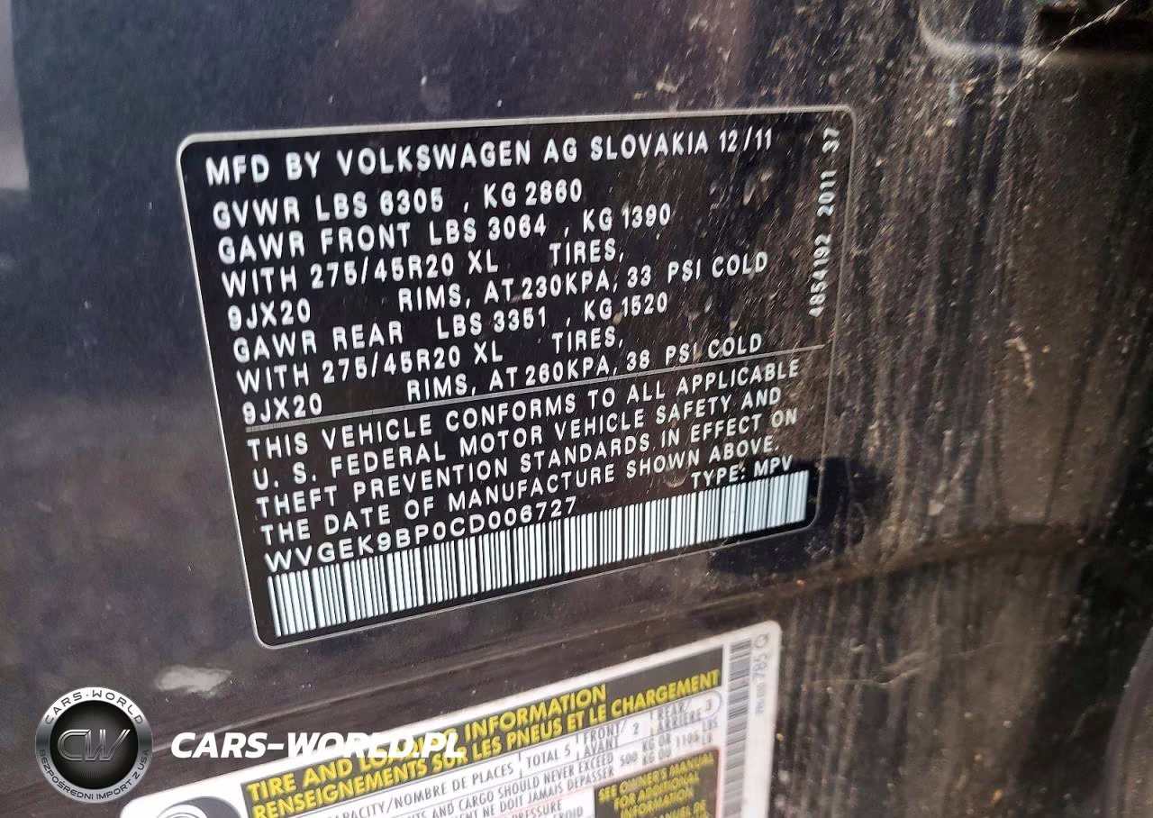 2012 Volkswagen Touareg V6 Tdi VIN:WVGEK9BP0CD006727 - 13