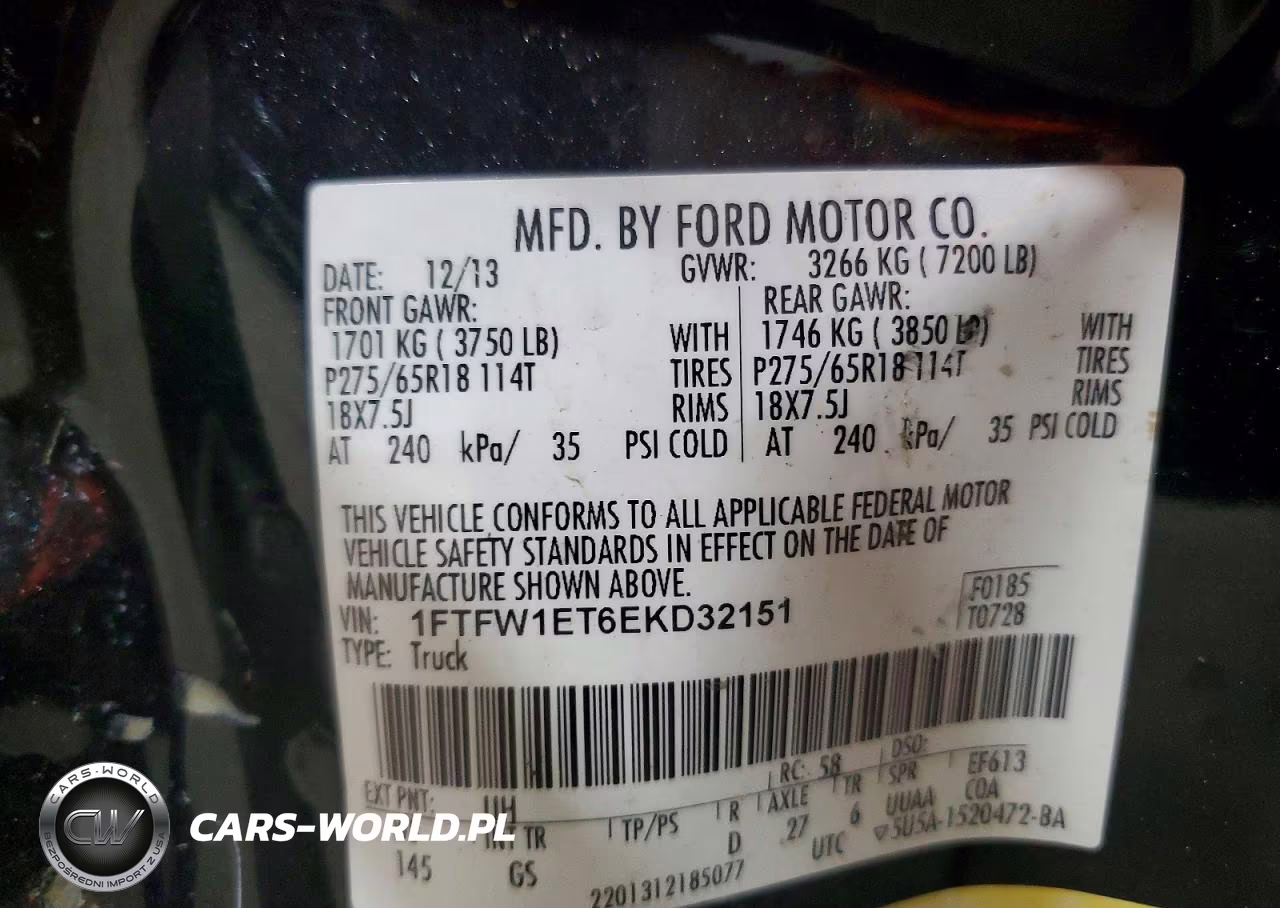 2014 Ford F150 Supercrew VIN:1FTFW1ET6EKD32151 - 12