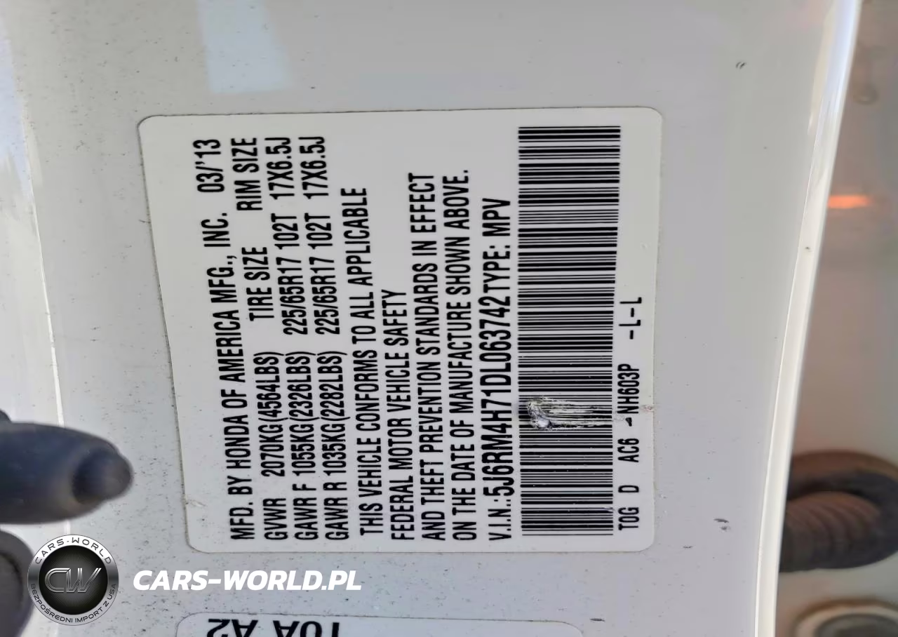 2013 Honda Cr-V Exl VIN:5J6RM4H71DL063742 - 13