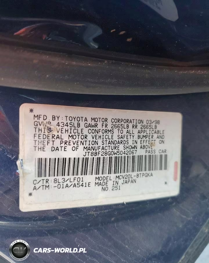1998 LEXUS ES 300 VIN:JT8BF28G0W5042067 - 12