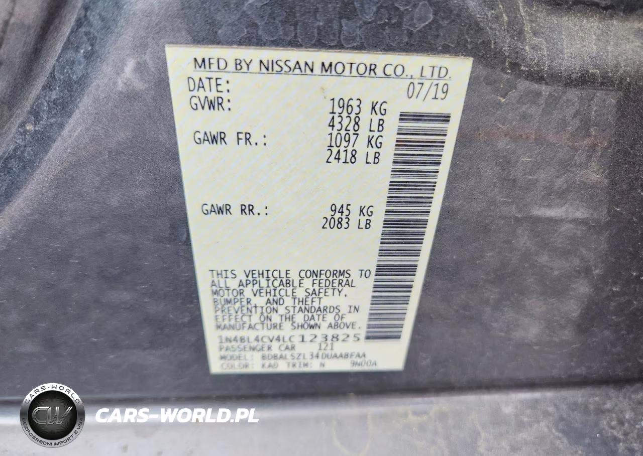 2020 Nissan Altima Sr VIN:1N4BL4CV4LC123825 - 13