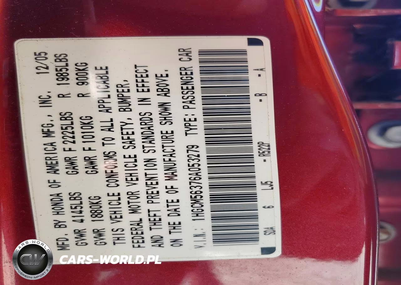 2006 Honda Accord Se VIN:1HGCM56376A053279 - 12
