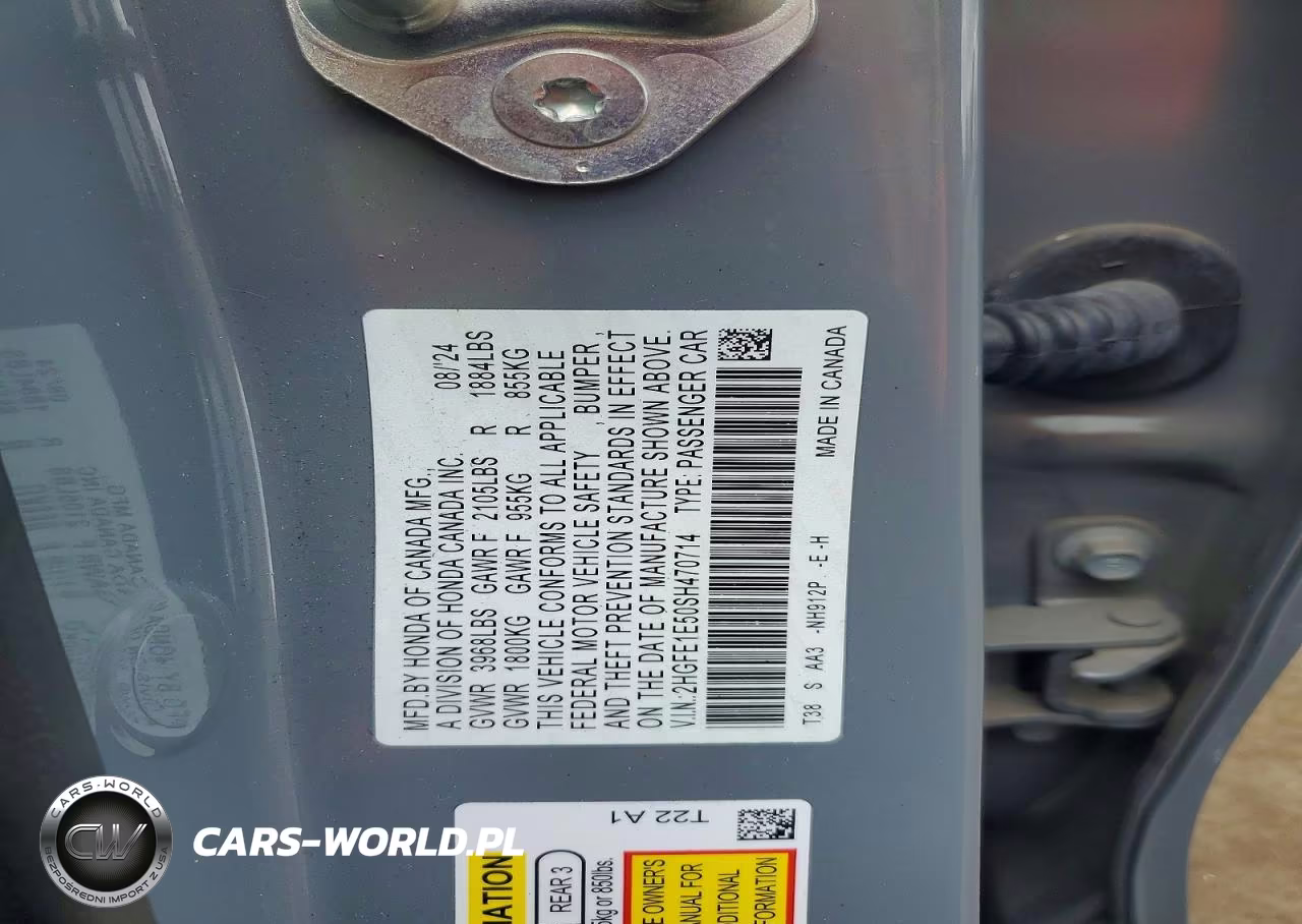 2025 Honda Civic Si VIN:2HGFE1E50SH470714 - 12