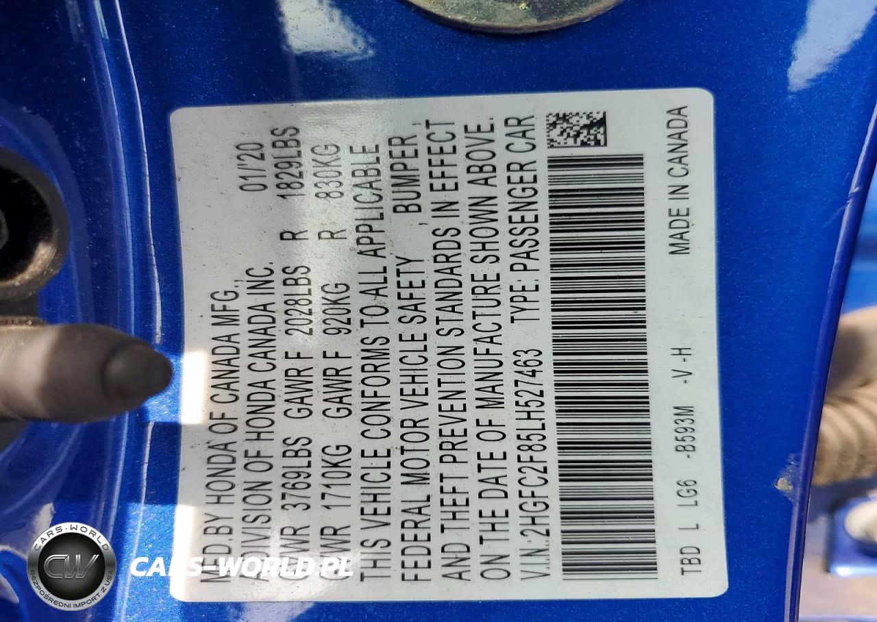 2020 Honda Civic Sport VIN:2HGFC2F85LH527463 - 13