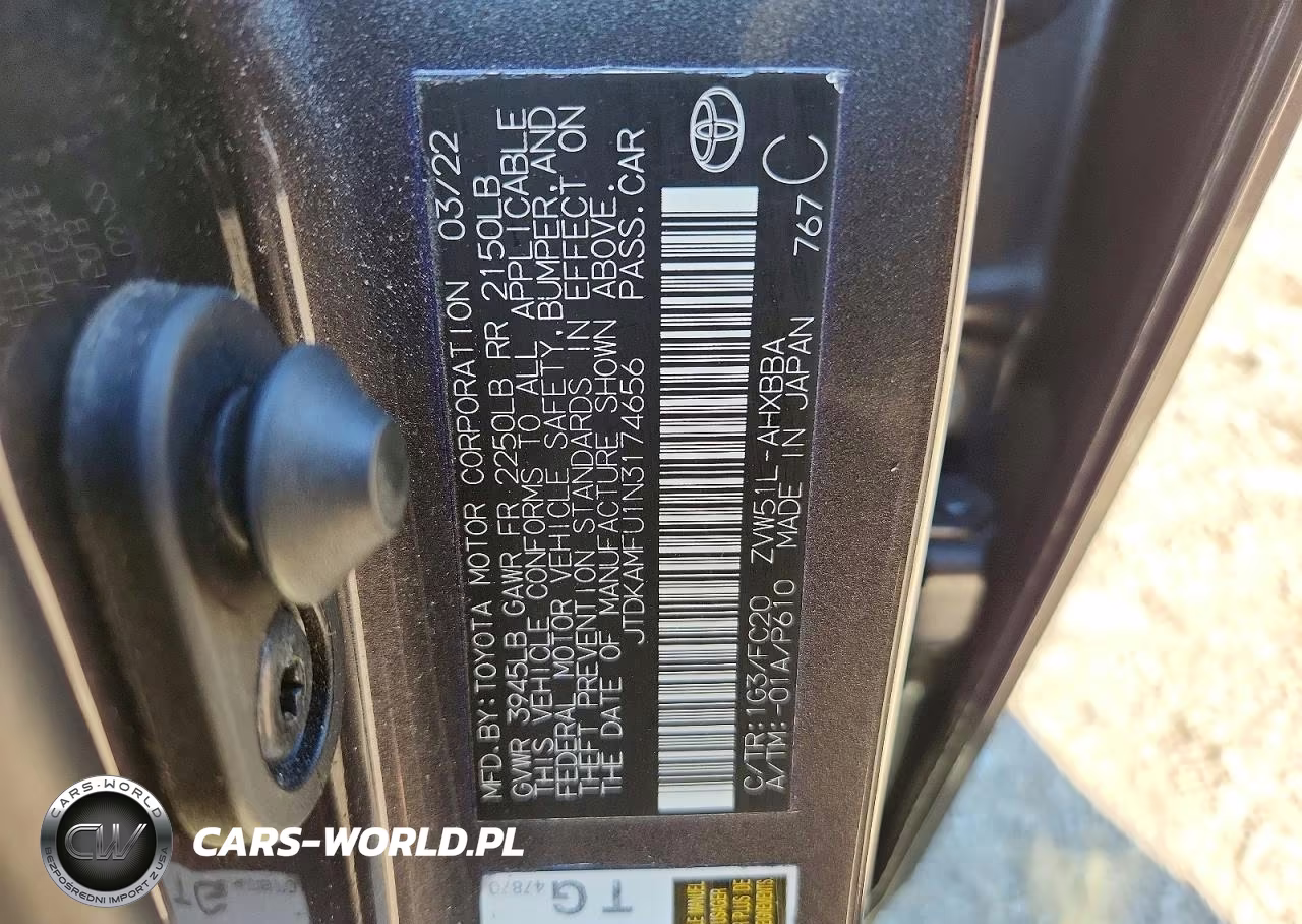 2022 Toyota Prius L Eco VIN:JTDKAMFU1N3174656 - 12