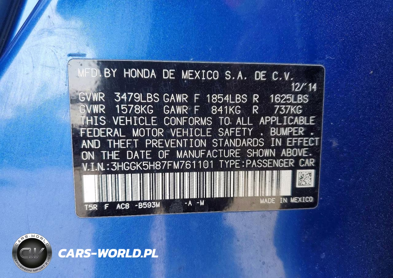 2015 Honda Fit Ex VIN:3HGGK5H87FM761101 - 13