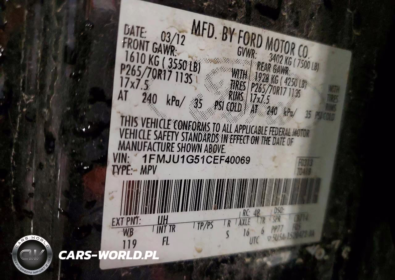 2012 Ford Expedition Xl VIN:1FMJU1G51CEF40069 - 13