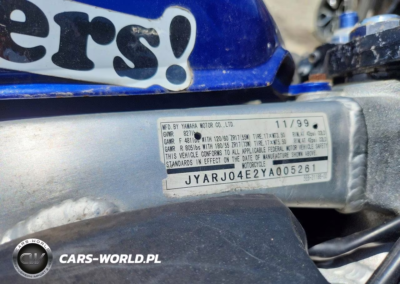 2000 Yamaha Yzfr6 L VIN:JYARJ04E2YA005261 - 8