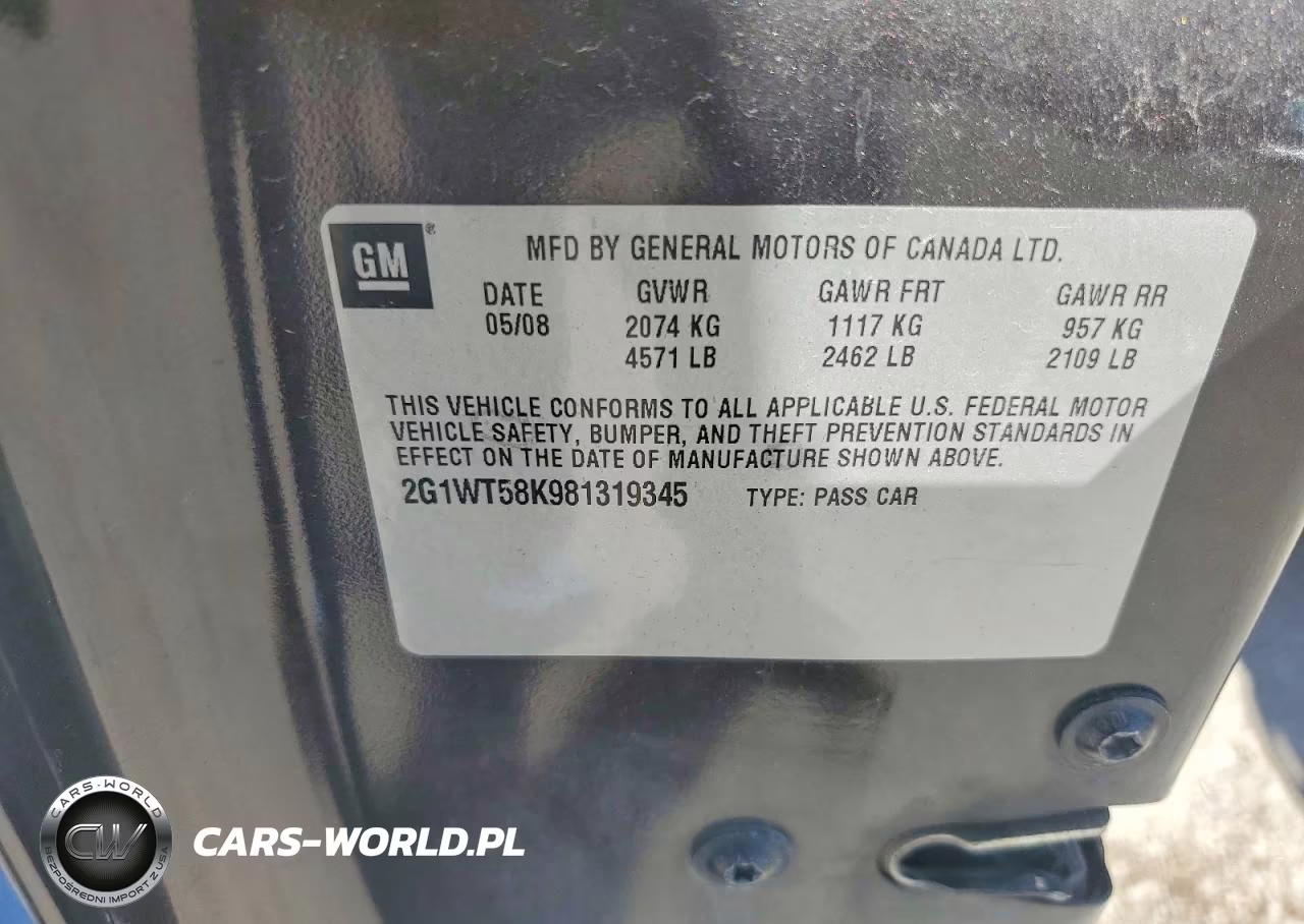2008 Chevrolet Impala Lt VIN:2G1WT58K981319345 - 12