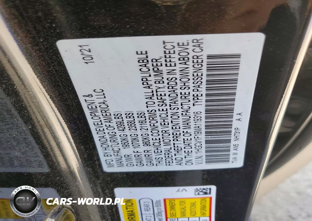 2021 Honda Accord Lx VIN:1HGCV1F19MA119316 - 12