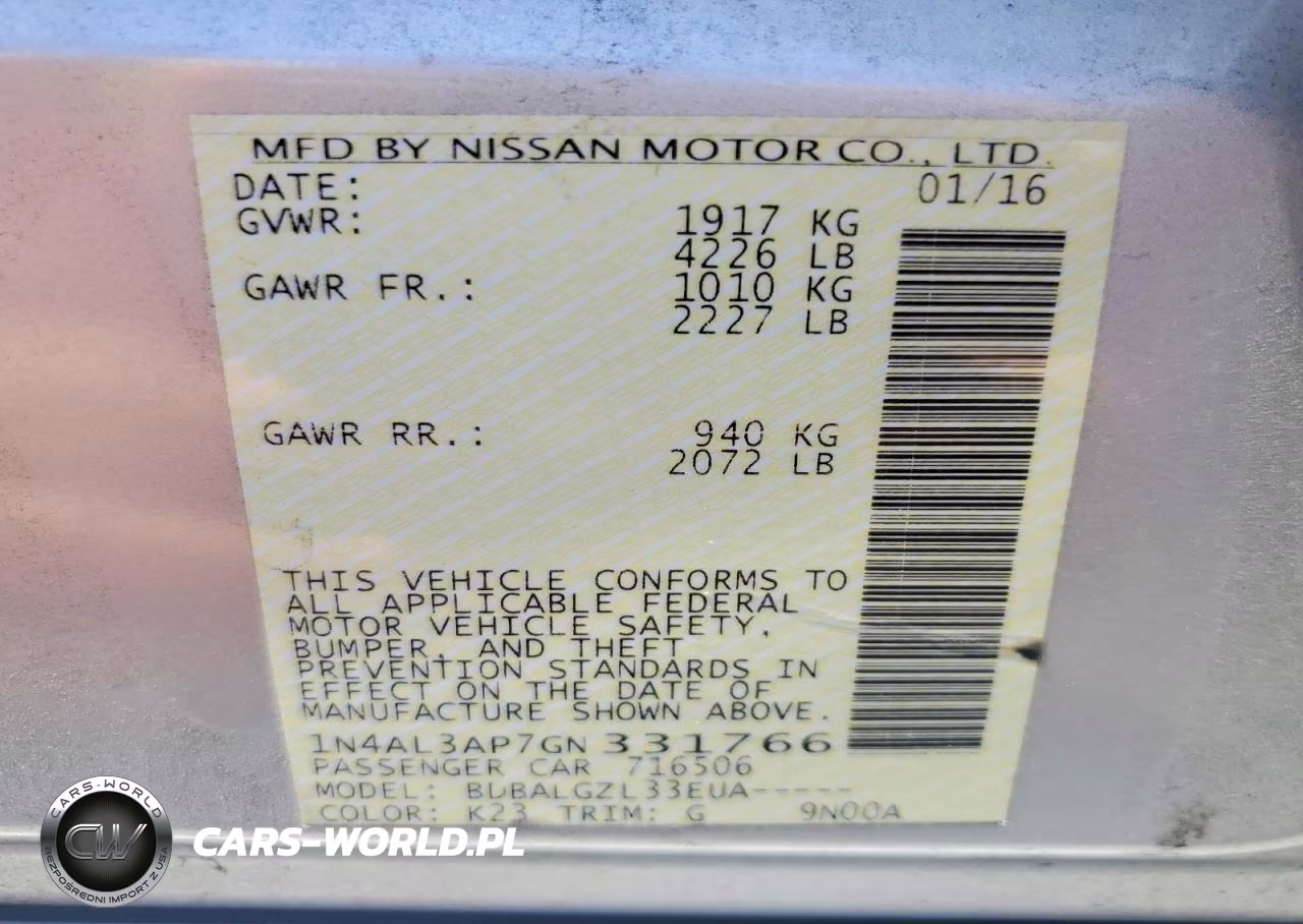 2016 Nissan Altima 2.5 S VIN:1N4AL3AP7GN331766 - 12