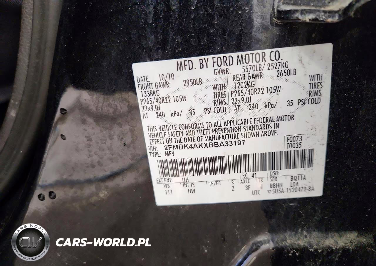 2011 Ford Edge Sport VIN:2FMDK4AKXBBA33197 - 13