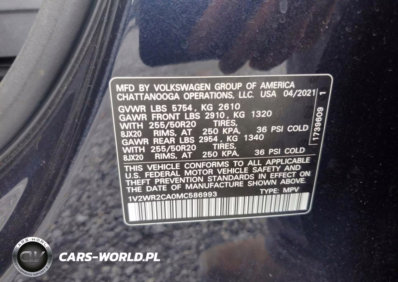 2021 Volkswagen Atlas Se VIN:1V2WR2CA0MC586993 - 14