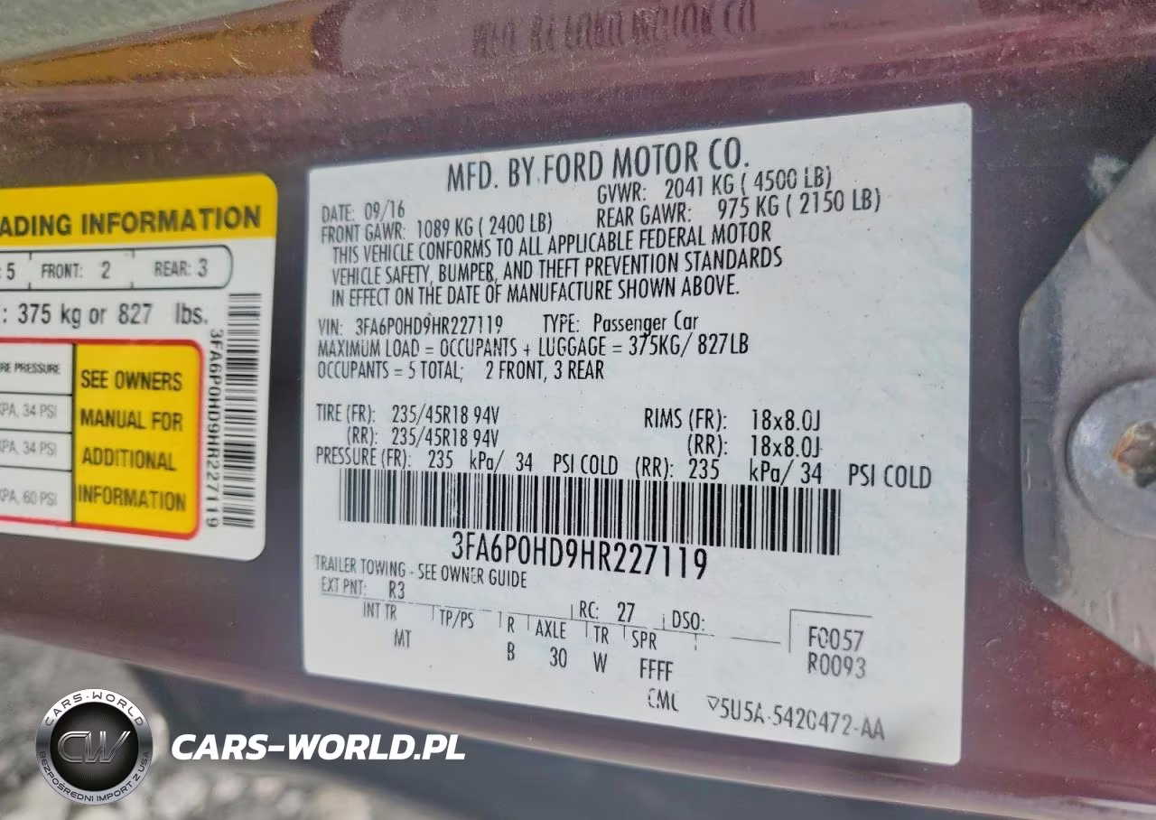 2017 Ford Fusion Se VIN:3FA6P0HD9HR227119 - 12