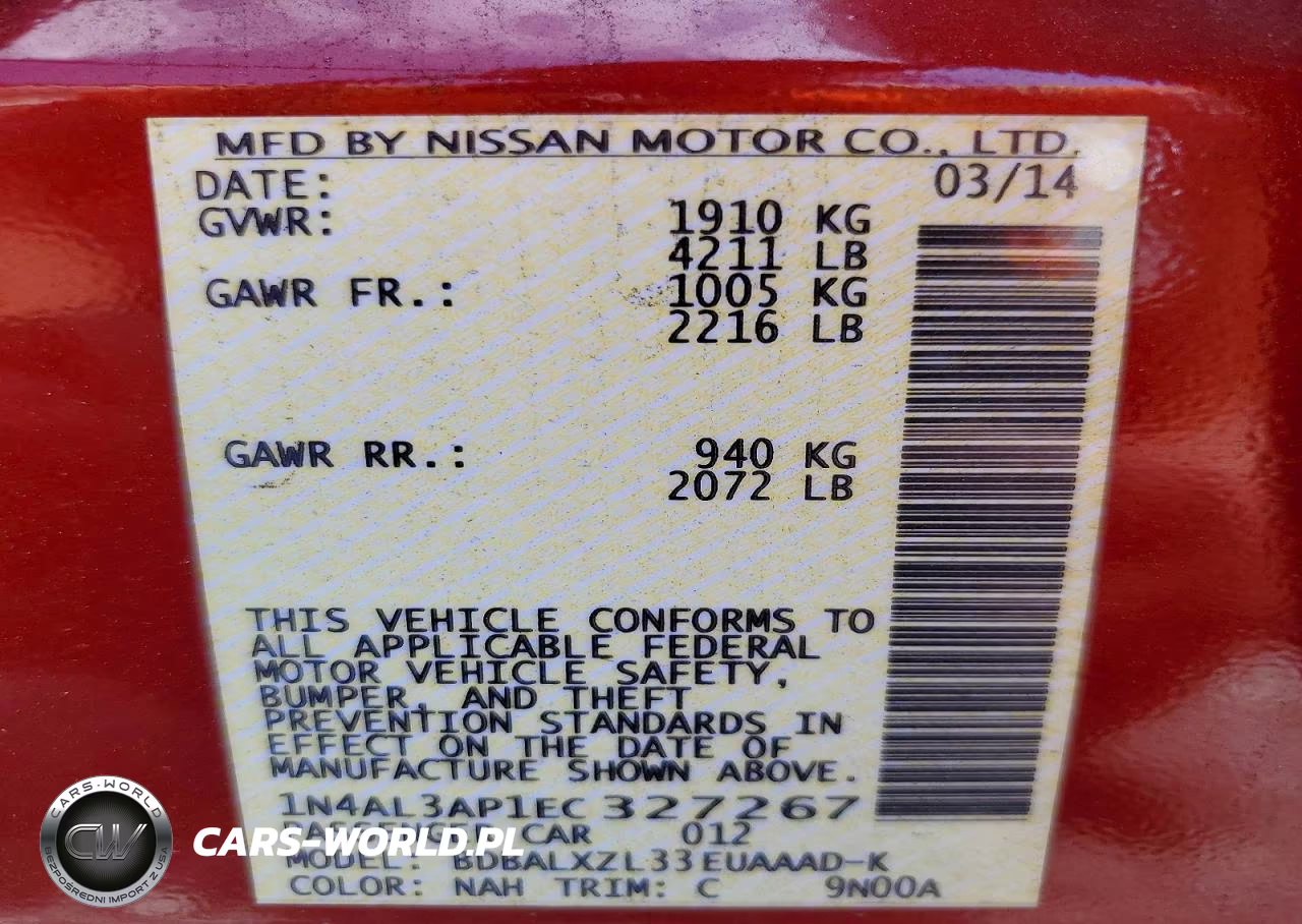 2014 Nissan Altima 2.5 Sl VIN:1N4AL3AP1EC327267 - 13