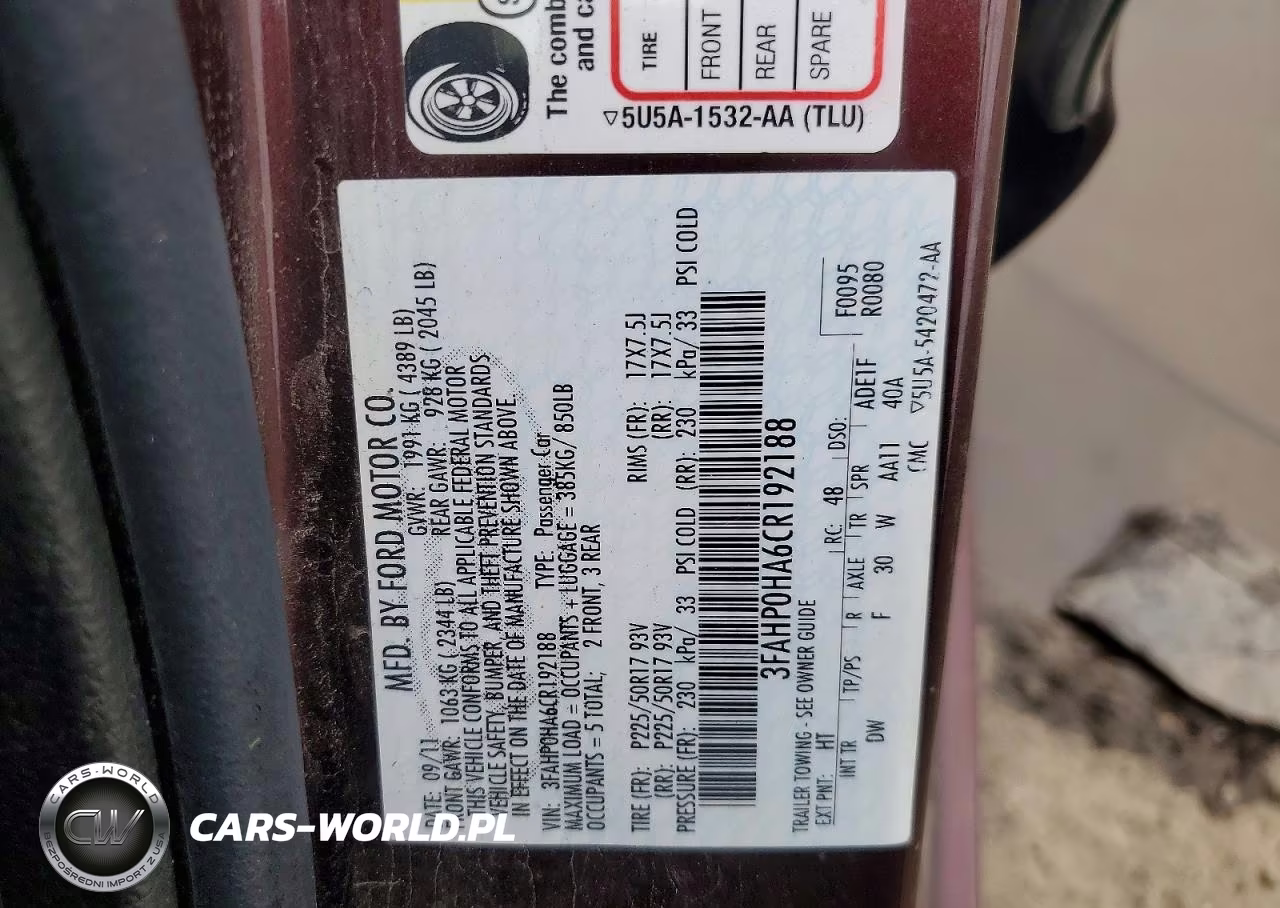 2012 Ford Fusion Se VIN:3FAHP0HA6CR192188 - 12