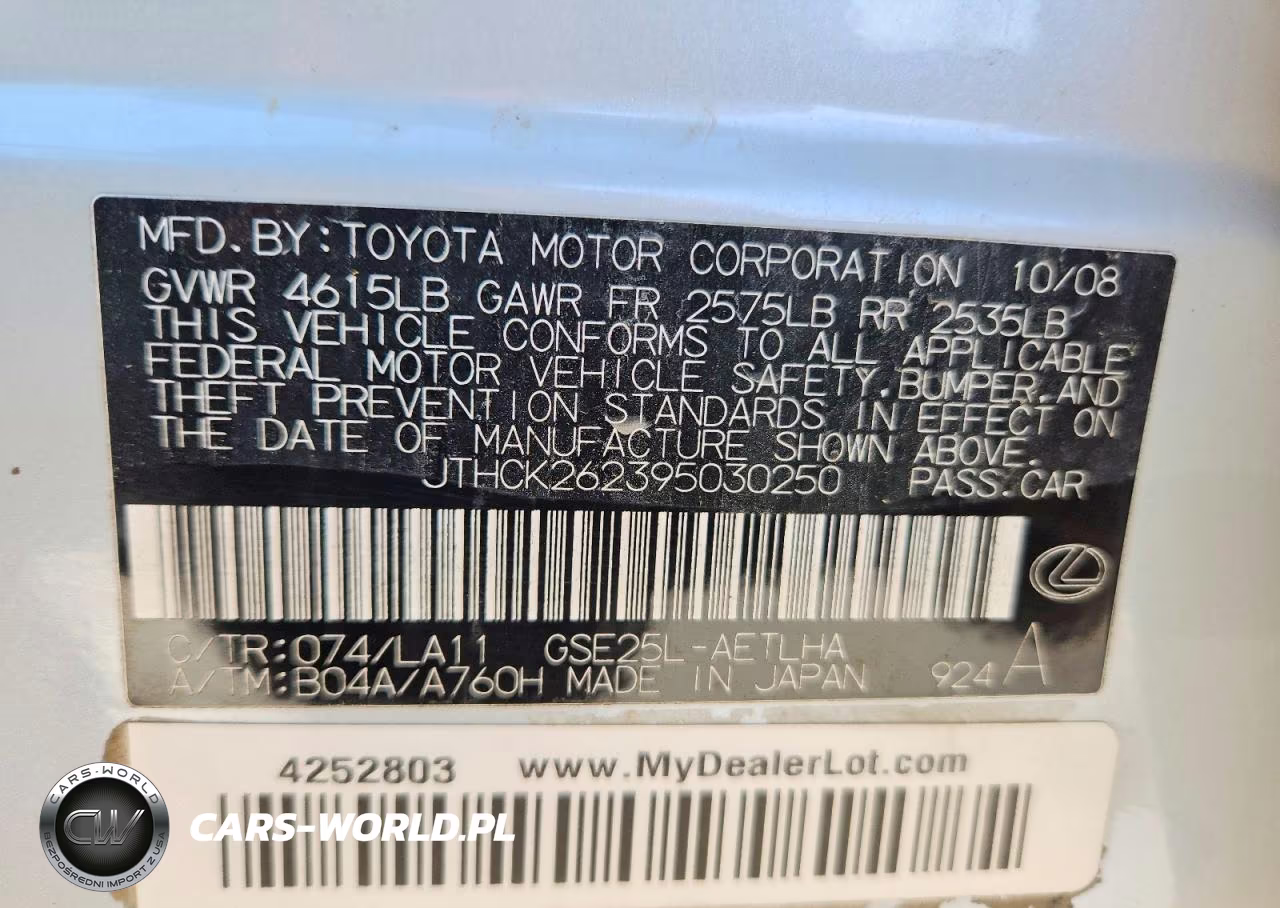 2009 Lexus Is 250 VIN:JTHCK262395030250 - 12