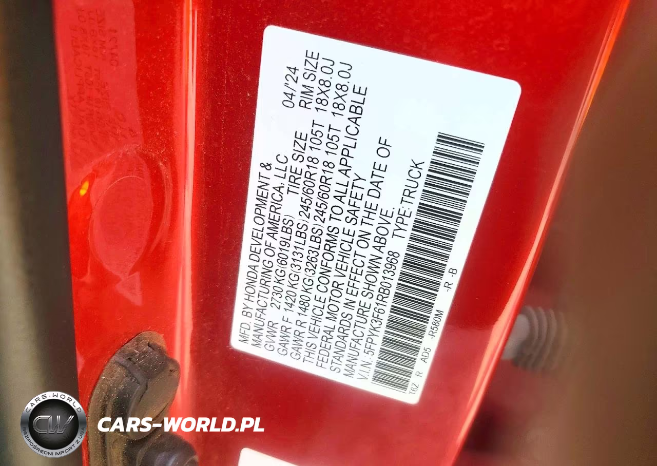 2024 Honda Ridgeline Trail Sport VIN:5FPYK3F61RB013968 - 12