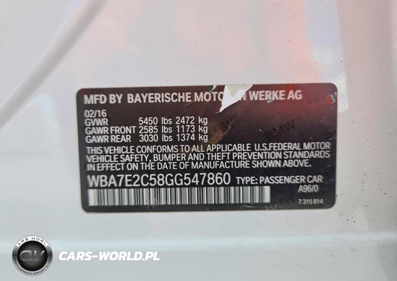2016 BMW 740 I VIN:WBA7E2C58GG547860 - 12