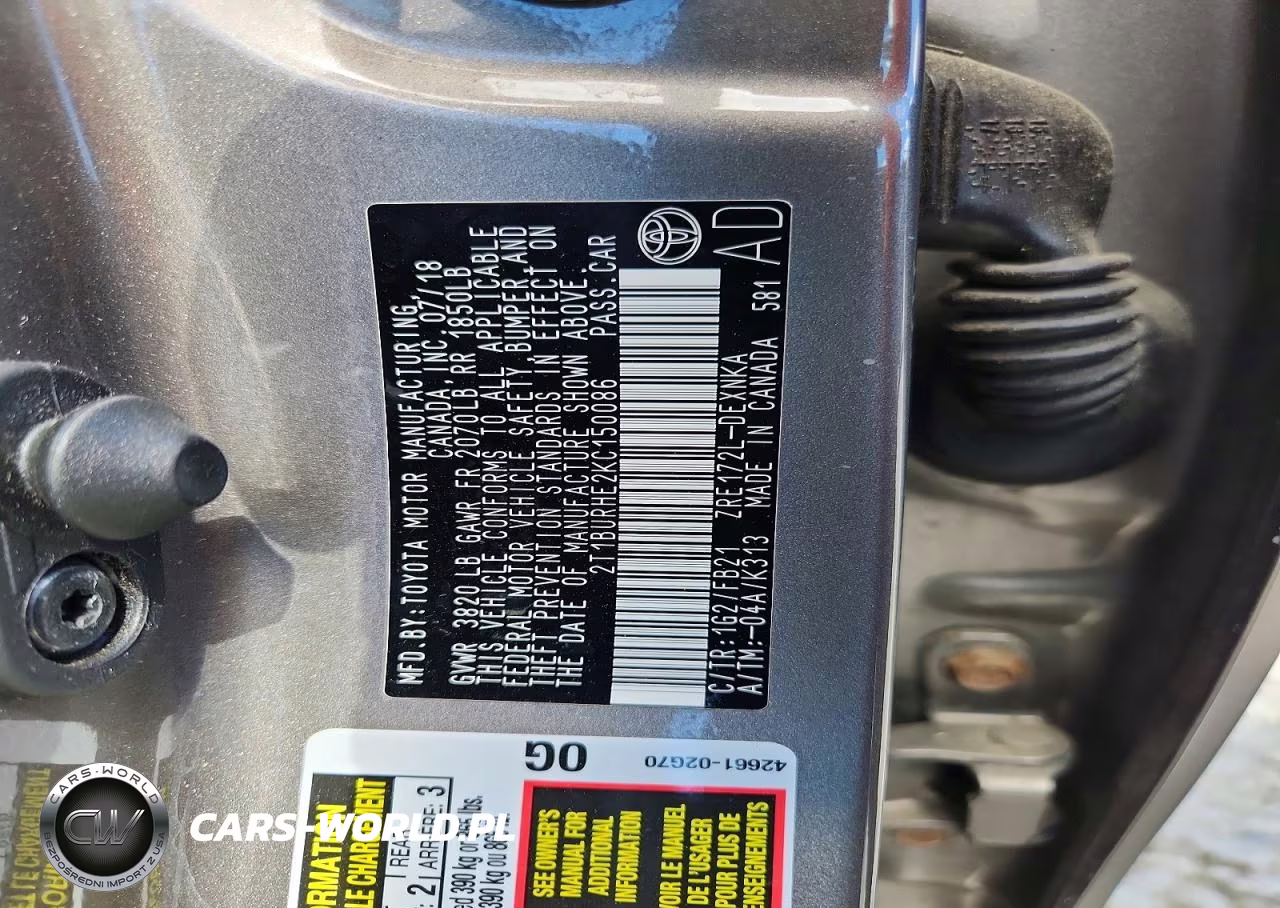 2019 Toyota Corolla Le VIN:2T1BURHE2KC150086 - 12