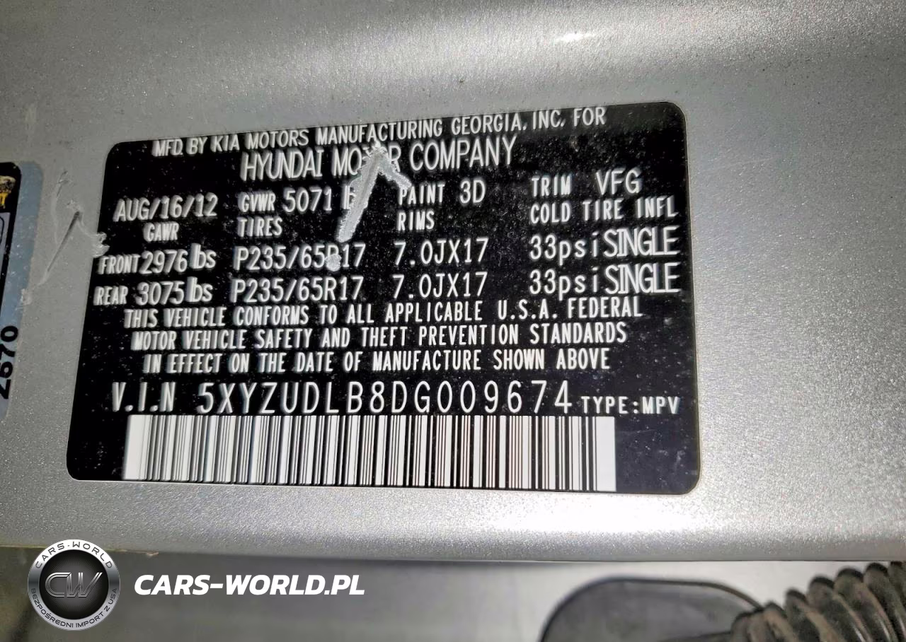 2013 Hyundai Santa Fe Sport 2.4L VIN:5XYZUDLB8DG009674 - 13