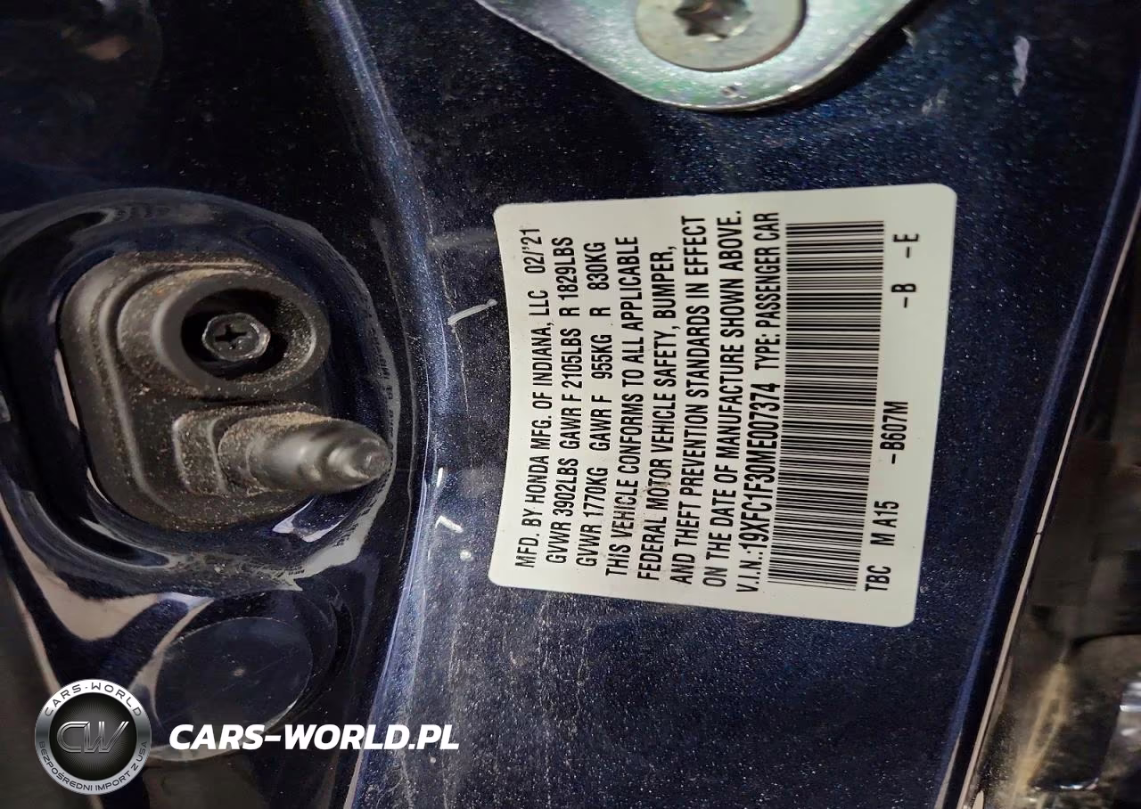 2021 Honda Civic Ex VIN:19XFC1F30ME007374 - 12