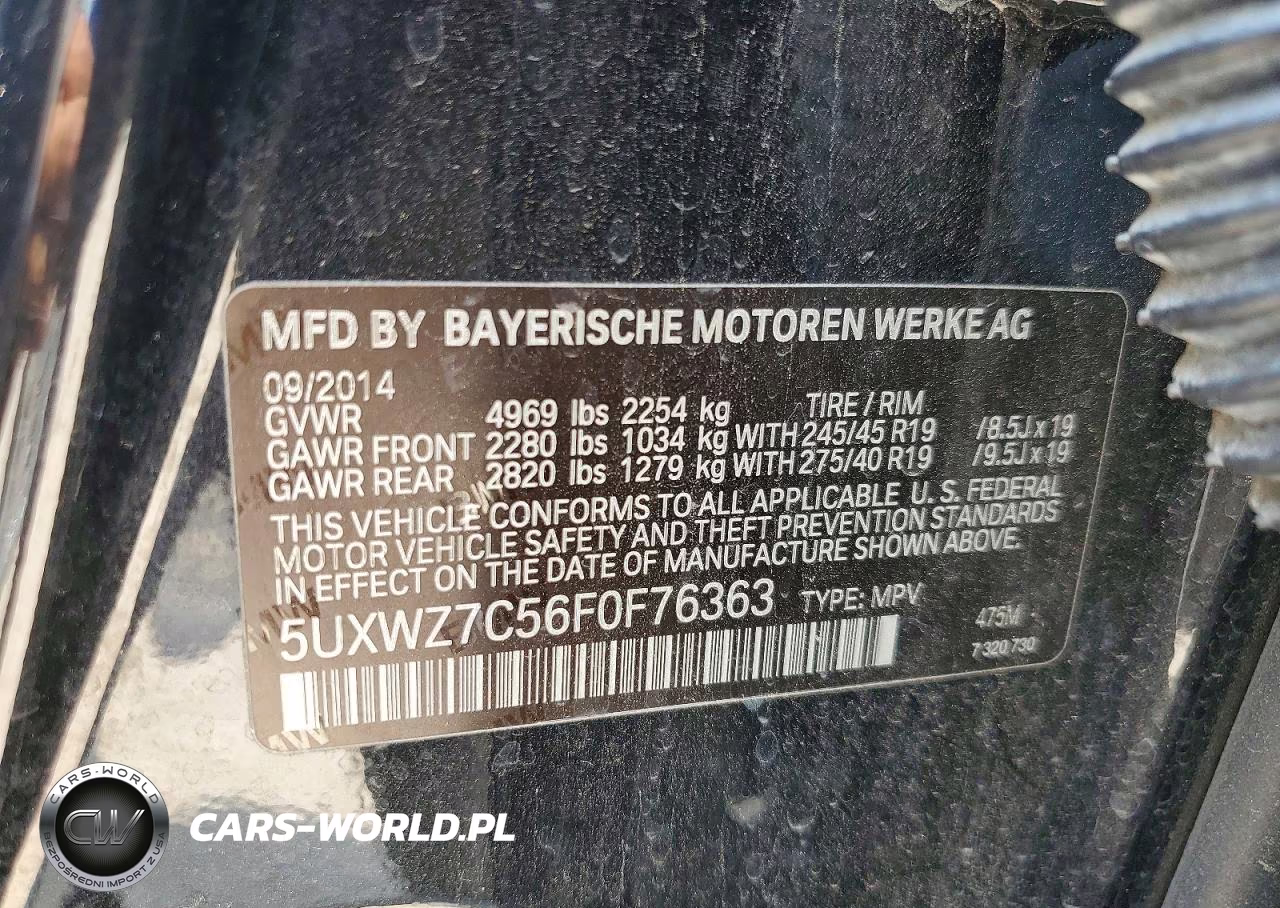 2015 BMW X3 Sdrive28I VIN:5UXWZ7C56F0F76363 - 12