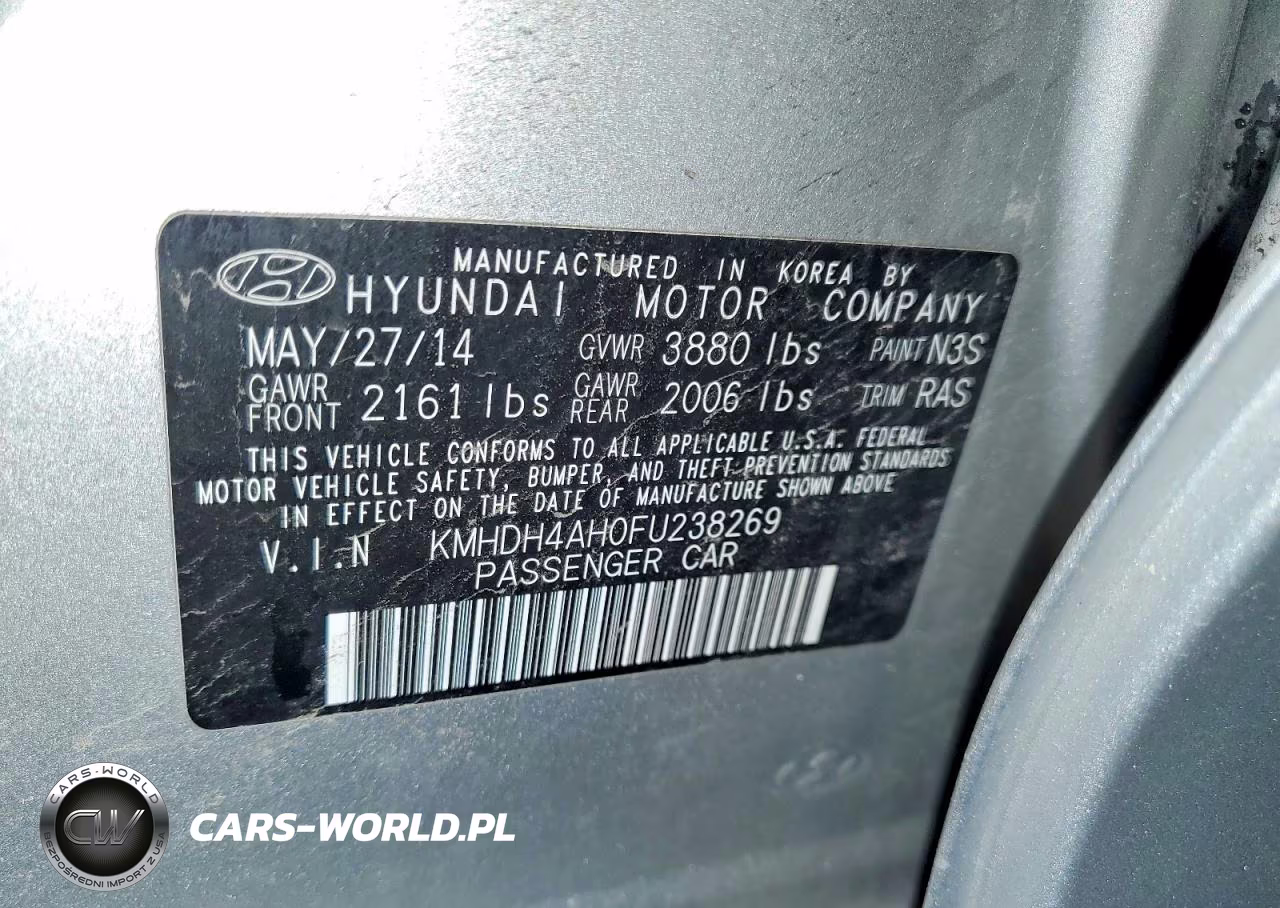 2015 Hyundai Elantra Sport VIN:KMHDH4AH0FU238269 - 12