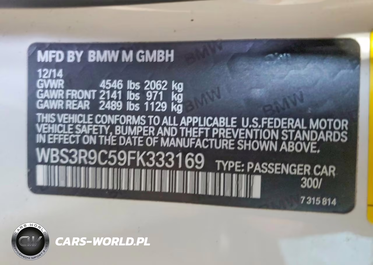 2015 BMW M4 VIN:WBS3R9C59FK333169 - 12